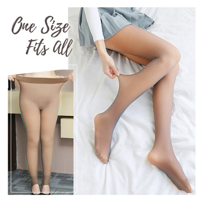 2-in-1 Fake Translucent Tights With Fleece Socks